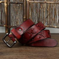 Ремень мужской из коровьей кожи, толстый, 3,8 см