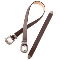 Ремень с двойной пряжкой в западном стиле, винтажный ремень в западном стиле, ковбойский ремень с пряжкой из коровьей кожи для мужчин, искусственная кожа