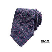 Новый мужской галстук 7 см синий W/розовый галстук в горошек, мужские галстуки для свадьбы из полиэстера, Женский деловой ГАЛСТУК