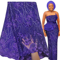 Bestway мягкая французская тюль, африканская Кружевная Ткань 5 ярдов, высокое качество, швейцарская вышивка, бисер, нигерийский Свадебный наряд, кружевные материалы