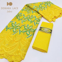 2,5 + 2,5 ярдов швейцарская вуаль кружева 100% хлопок африканская кружевная ткань 2023 высокое качество и богатая вышивка Свадебная вечеринка Шитье