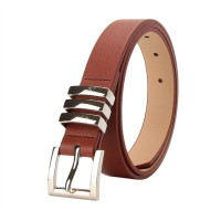 Ремень из искусственной кожи Женский, Универсальный классический пояс с квадратными вырезами для джинсов и штанов, с простой пряжкой