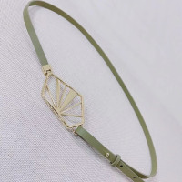 Геометрическая форма из воловьей кожи, с золотистой пряжкой, тонкий маленький женский ремень, характерное платье, декоративный b