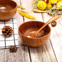 Деревянная миска в японском стиле, столовая посуда из дерева, большой маленький контейнер для еды, деревянная посуда, 1 шт.
