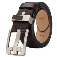 Ремень мужской из воловьей кожи, шириной 3,8 см, с пряжкой с язычком