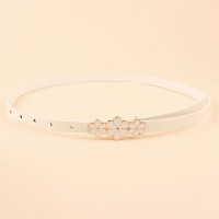 Женский ремень из искусственной кожи, маленький яркий цветочный декор, зеленое платье с золотой пряжкой, повседневный женский свитер для платья