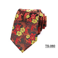 Новый мужской галстук 7 см красный с желтыми цветами, галстуки для мужчин из полиэстера