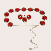 Модный пояс для женщин, винтажное женское платье с кристаллами и рубинами, инкрустированное металлической цепочкой, платье, пальто, юбка