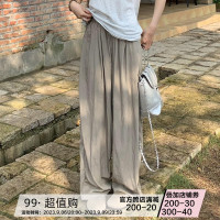 橘子樹在哪兒輕薄舒適慵懶風抖抖褲女夏季寬鬆褶皺鬆緊腰闊腿褲潮