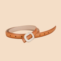 Ремень женский тонкий кожаный, с жемчужной пряжкой, 1,8 см