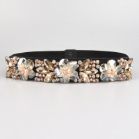 Эластичный пояс в готическом стиле Y2K для мужчин и женщин, модный пояс из денима в западном стиле, с бусинами, ручной работы