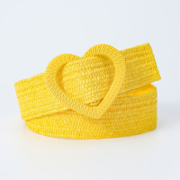 Летний свежий 4 см эластичный полипропиленовый травяной милый женский ремень с пуговицами Love