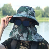 Кепка от солнца с широкими полями для мужчин и женщин, камуфляжная двойная защита для шеи, уличная водонепроницаемая, с козырьком, для рыбалки