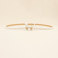 Ремень из искусственной кожи Женский, тонкий эластичный пояс с жемчужной пряжкой для платьев и юбки