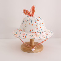 Панама для маленьких девочек, кепка в виде мультяшного кролика с фруктами для девочек, весенне-летняя Солнцезащитная шляпа, ветрозащитный галстук для детей