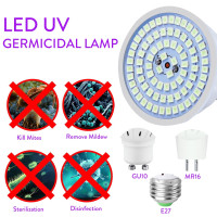 Светодиодсветодиодный ультрафиолетовая лампа E27 MR16 GU10, домашняя ультрафиолетовая бактерицидная лампа, озоновый стерилизатор, лампа 110 В, 220 В, 72 светодиодный Ода s UVC