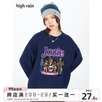 high rain 狂歡派對小眾衛衣女春秋美式高街潮牌情侶圓領寬鬆上衣