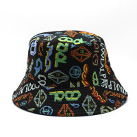 Летняя женская шляпка-ведро с изображением граффити, хлопковые шляпки 56-58 см, плоские пляжные стильные принты с кокосом, новинка 2023 YF0162