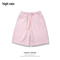 很潤工作室 抽繩純色短褲子五分休閒女夏季新款寬鬆高腰情侶潮