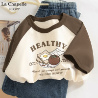 拉夏貝爾正肩短袖女2023新款夏季純棉美式復古T恤撞色插肩T恤衫X