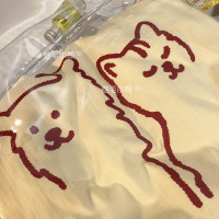 5.12~捲毛小熊重磅純棉短袖t恤女2023年新款寬鬆韓版美式上衣