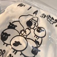 堆-堆咩~捲毛小熊重磅純棉短袖t恤女2023年新款寬鬆韓版美式上衣