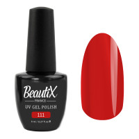 BeautiX плотнопигментированный гель лак для ногтей с классическим красным оттенком 111, 8 мл