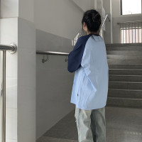 美式復古字母撞色短袖t恤女夏季寬鬆oversize學院風休閒百搭上衣