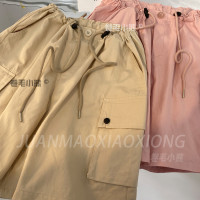 純棉工裝短褲女顯瘦運動美式五分褲子夏季薄款高腰休閒寬褲顯白