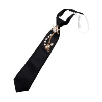 Черный галстук с жемчужинами и бусинами для мужчин и женщин, Готическая металлическая цепочка в стиле панк, регулируемый галстук-бабочка, банкетная вечерняя стандартная бижутерия, Прямая поставка