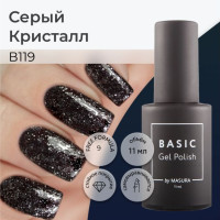Masura Гель-лак BASIC Серый Кристалл, черно-графитовый с шиммером, 11 мл B119