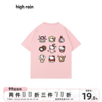 很潤工作室 九宮格貓貓落肩短袖男女卡通可愛百搭款情侶T恤上衣