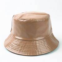 Панама женская двусторонняя из экокожи, модная однотонная модная шапка из искусственной кожи и хлопка, водонепроницаемая, для занятий на открытом воздухе