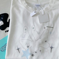 文藝範滿滿~ 簡約小眾個性蝴蝶印花可愛正肩純棉短袖T恤女夏季