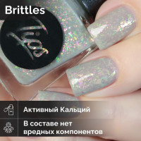 Лак для ногтей Brittles светло-серый с глиттером