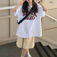 美式復古重磅純棉白色短袖T恤女夏季寬鬆小眾設計感潮牌正肩上衣