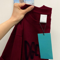 夏日多巴胺~酒紅色純棉短袖t恤女高級感印花小眾獨特別致正肩上衣