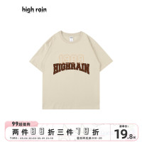 high rain 潮牌1988字母落肩短袖男女oversize風T恤嘻哈情侶上衣