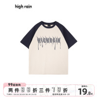 很潤工作室 夏季暗黑系字母插肩短袖男女小眾寬鬆休閒風情侶T恤