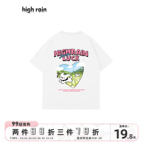 很潤工作室 新款奔跑狗狗落肩短袖男女白色T恤卡通可愛情侶上衣夏