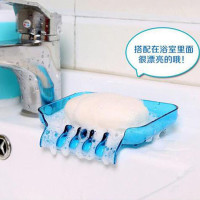 炫彩吸盘排水肥皂盒 糖果色瀑布皂盒 沥水收纳盒浴室水槽香皂盒