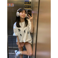 100%純棉美式復古港味chic短袖t恤女夏季慵懶風設計感小個子上衣