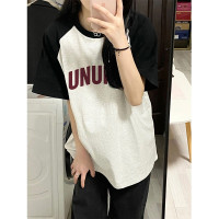 美式復古插肩短袖t恤女夏季2023新款設計感小眾寬鬆港味chci上衣