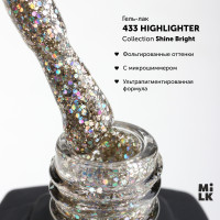 Гель-лак для маникюра ногтей с глиттером Milk Shine Bright №433 Highlighter (9 мл.)