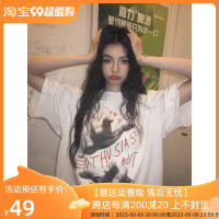 西海岸oversize短袖女夏季新款寬鬆重磅復古T恤美式潮牌純棉上衣