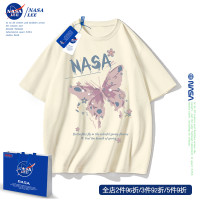 NASA聯名夏季潮牌短袖T恤女2023新款美式高街ins原創蝴蝶杏色半袖