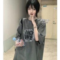 美式正肩短袖t恤女夏季寬鬆設計感小眾oversize小個子T恤上衣服