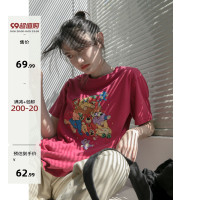 你好卡農 原創小熊印花短袖T恤女夏2023新款寬鬆圓領休閒T恤上衣