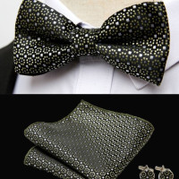 Набор цветочных геометрических искусств для мужчин, свадебные галстуки-бабочки, запонки, карманный квадратный носовой платок, 3 шт.