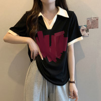 大尺碼美式復古黑色短袖T恤女夏季胖mm寬鬆顯瘦設計感小眾半袖上衣